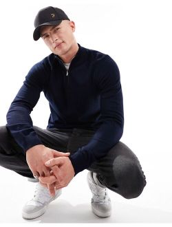 half zip sweater in navy