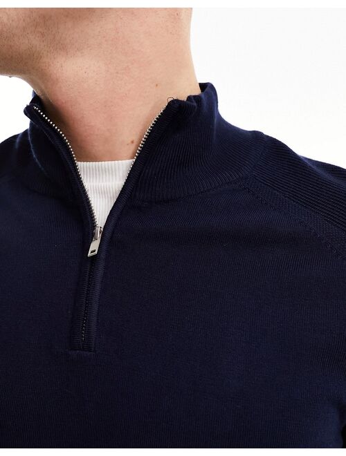 River Island half zip sweater in navy