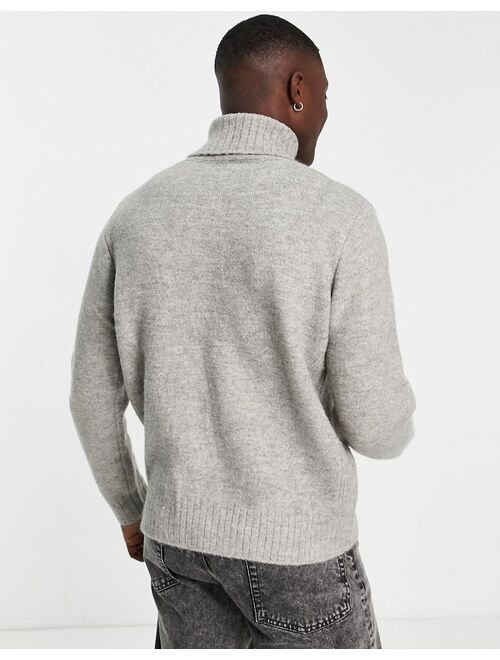 River Island oversized roll neck sweater in gray