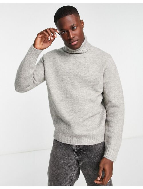 River Island oversized roll neck sweater in gray