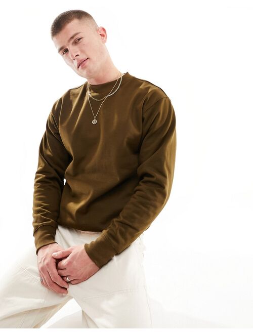 River Island Studio wool mix sweatshirt in dark khaki