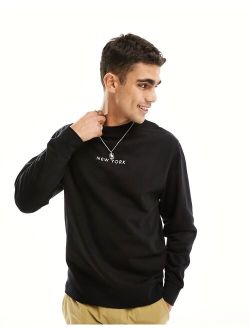 New York crew neck sweatshirt in black