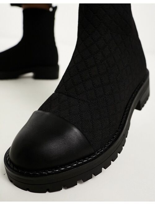 River Island quilted sock boots in black