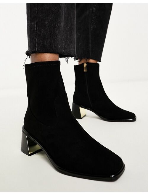 River Island sock boot with block heel in black