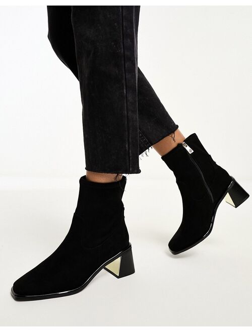 River Island sock boot with block heel in black