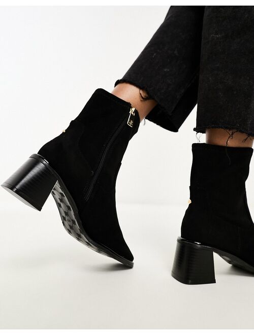 River Island sock boot with block heel in black