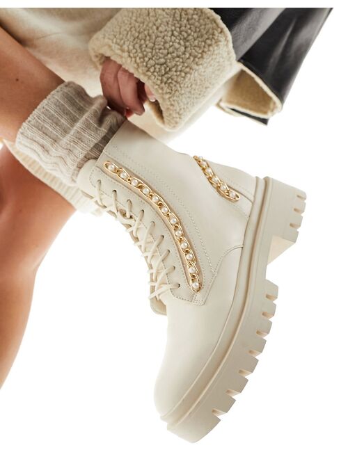 River Island chain detail ankle boot in cream