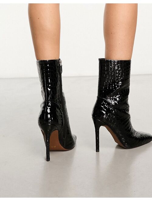 River Island high shaft patent boot in black