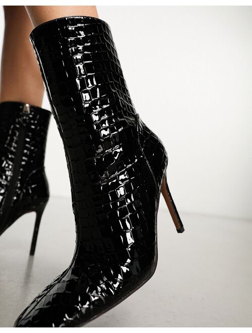 River Island high shaft patent boot in black