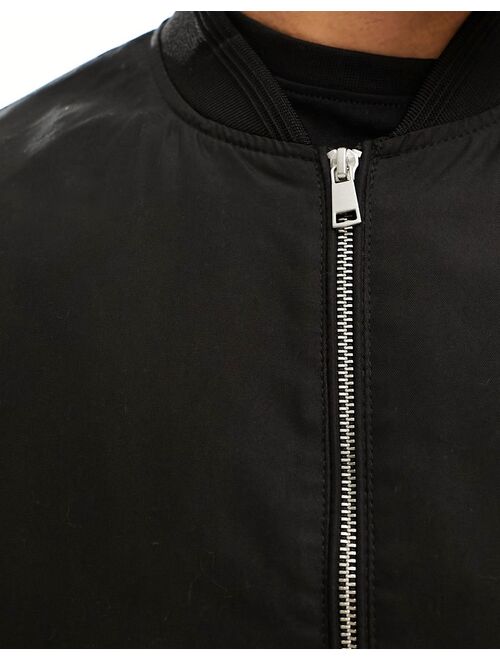 River Island cotton bomber jacket in black
