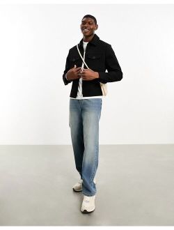 tech shacket in black