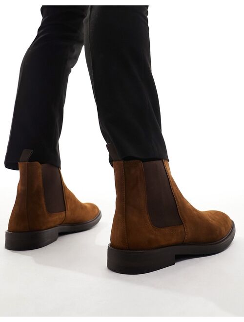 River Island Suede Chelsea Boot In Brown