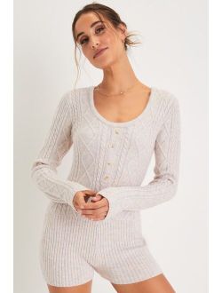 Cuddly Sentiments Blush Multi Marled Cable Knit Romper