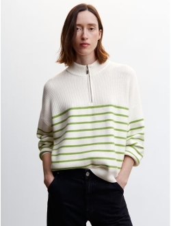 Women's Striped Zipper Sweater