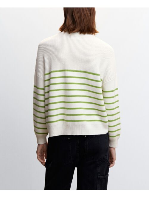 MANGO Women's Striped Zipper Sweater