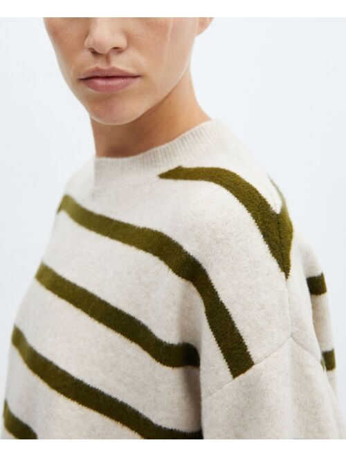 MANGO Women's Round-Neck Striped Sweater