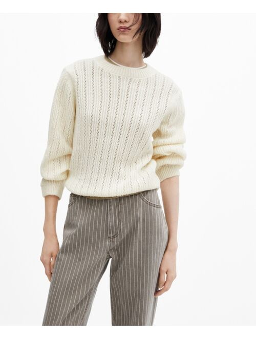 MANGO Women's Openwork Panel Sweater