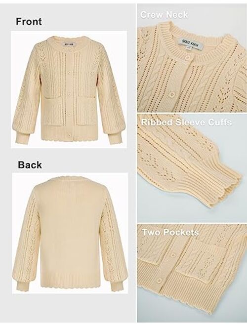 GRACE KARIN Girls Cardigan Long Sleeve Uniforms Knit Sweater Outerwear for Kids