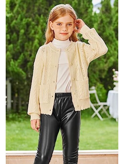 GRACE KARIN Girls Cardigan Long Sleeve Uniforms Knit Sweater Outerwear for Kids