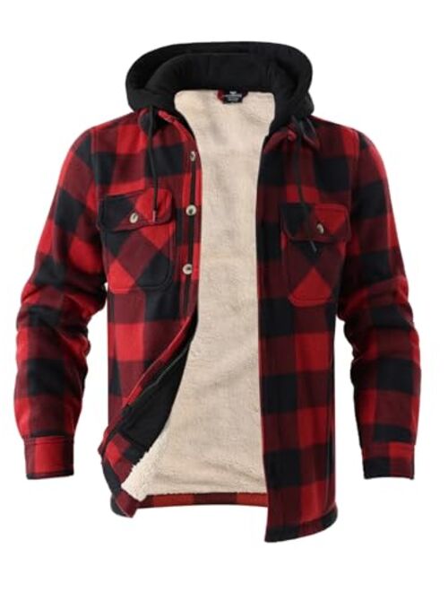 Gary Com Heavy Thick Flannel Plaid Jacket Sherpa Fleece Lined Hoodies for Men Zip Up Winter Warm Coat Buffalo Zipper Sweatshirt