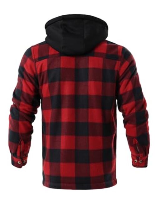 Gary Com Heavy Thick Flannel Plaid Jacket Sherpa Fleece Lined Hoodies for Men Zip Up Winter Warm Coat Buffalo Zipper Sweatshirt