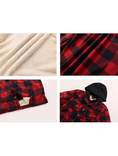 Gary Com Heavy Thick Flannel Plaid Jacket Sherpa Fleece Lined Hoodies for Men Zip Up Winter Warm Coat Buffalo Zipper Sweatshirt