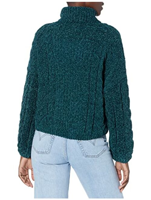 [BLANKNYC] Womens Chenile Braided Cable Sweater