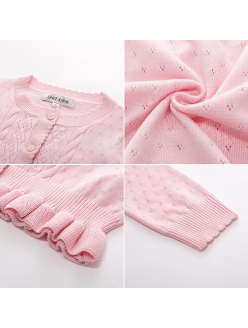 GRACE KARIN Girls Long Sleeve Cardigan Sweater Girls Button Closure Knitted Cable Cardigan 5-12Y
