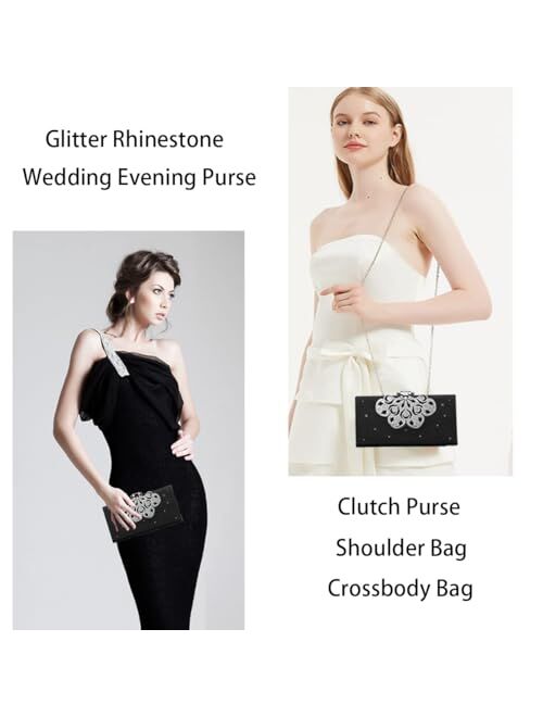 Peeptoe Evening Evening Clutch Purses for Women Sparkly Rhinestone Crystal Evening Handbag&Shoulder Bag Formal Party Wedding Purse