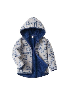 Feidoog Toddler Polar Fleece Jacket Hooded Baby Boys Girls Autumn Winter Long Sleeve Thick Warm Outerwear