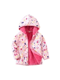 Feidoog Toddler Polar Fleece Jacket Hooded Baby Boys Girls Autumn Winter Long Sleeve Thick Warm Outerwear