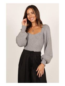 PETAL AND PUP Women's Gia Sweetheart Neck Bell Sleeve Knit Sweater