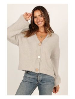 PETAL AND PUP Women's Willow Fuzzy Large Button Cardigan