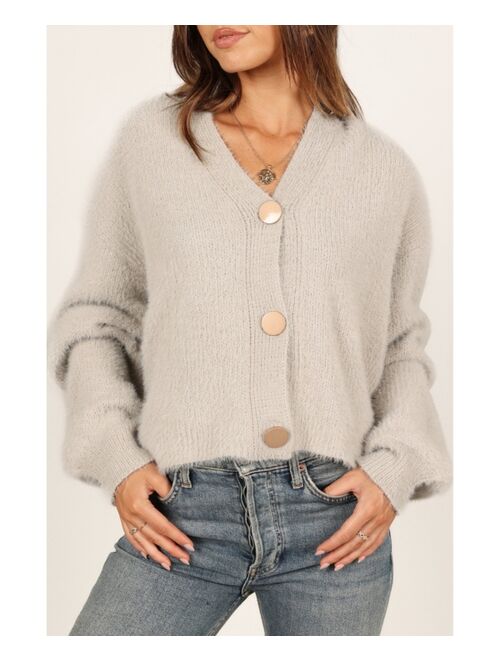 Petal & Pup PETAL AND PUP Women's Willow Fuzzy Large Button Cardigan