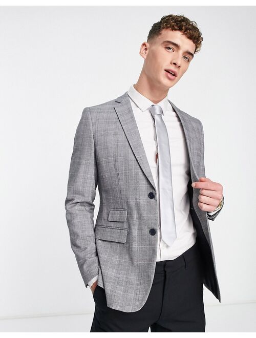 French Connection wedding suit jacket in gray check