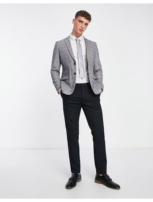 French Connection wedding suit jacket in gray check