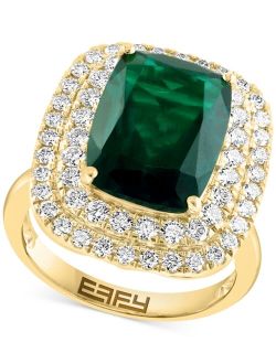 COLLECTION EFFY Lab Grown Emerald (6-1/5 ct. t.w.) & Lab Grown Diamond (1-1/10 ct. t.w.) Double Halo Ring in 14k Gold
