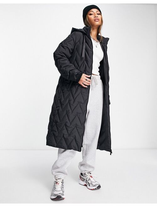 French Connection long length chevron padded jacket in black