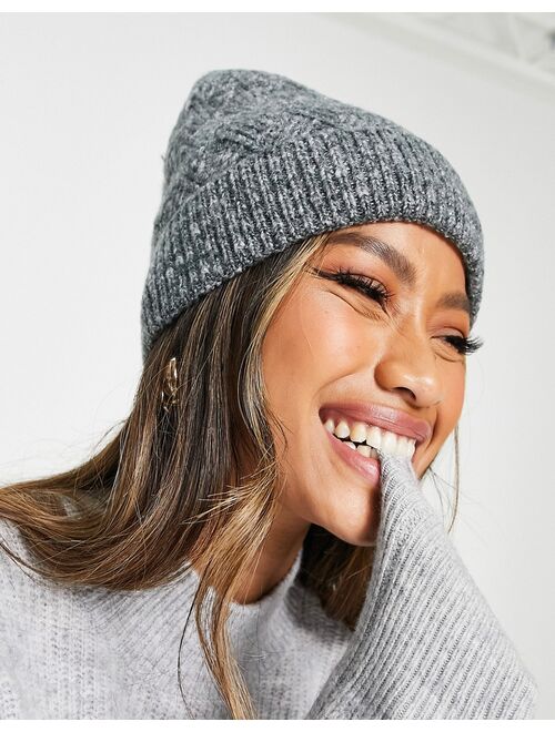 French Connection slouched beanie hat in gray