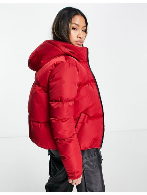 French Connection hooded padded jacket in red