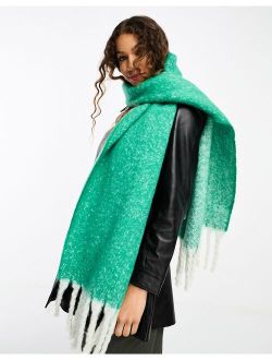 large soft tassled scarf in green