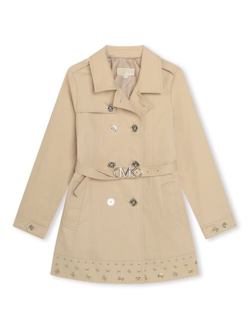 Michael Kors Kids logo-plaque belted double-breasted coat