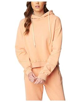 [BLANKNYC] womens Luxury Clothing Acid Wash French Terry Hooded Sweatshirt, Comfortable & Stylish Sweater