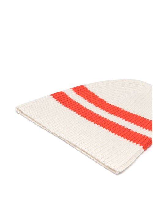 Cashmere In Love striped ribbed-knit beanie