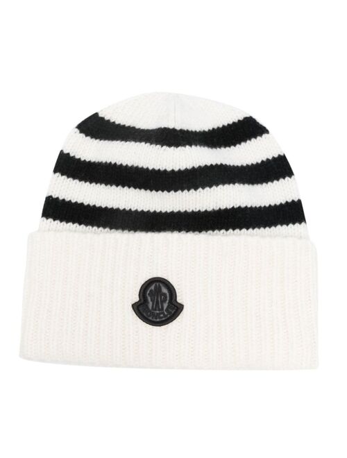Moncler striped ribbed-knit wool beanie