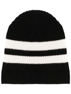 Cashmere In Love striped ribbed-knit beanie