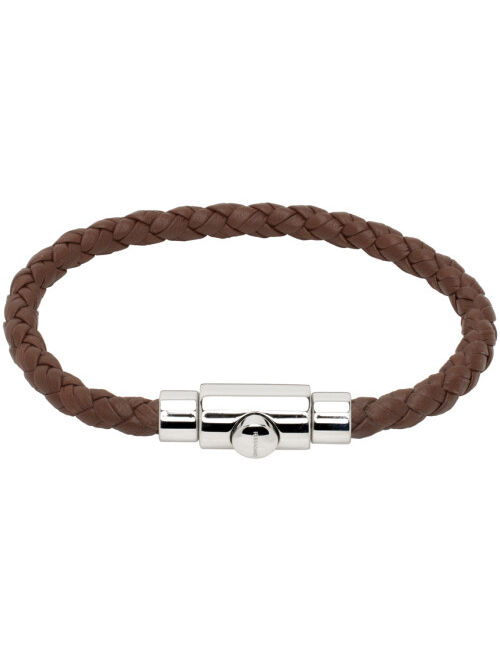 Ferragamo Brown Braided Leather Bracelet