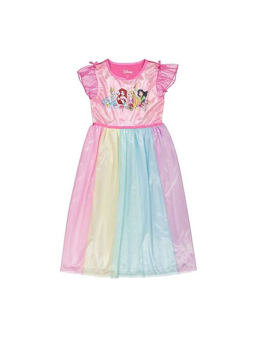 Toddler Girl Disney Princess Cinderella, Ariel, Rapunzel, & Mulan Party Fantasy Nightgown
