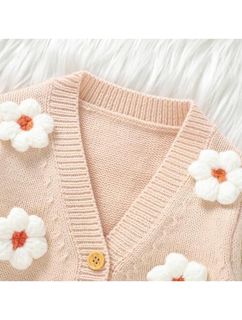 Neiwech Baby Girl Cardigan Sweater Toddler Knit V-Neck Button Long Sleeve Outwear Fall Winter Clothes