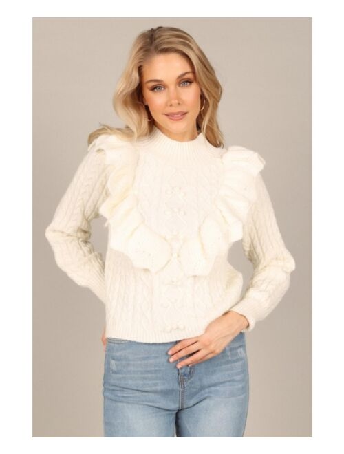 Petal & Pup PETAL AND PUP Womens Annette Frilled Knit Sweater